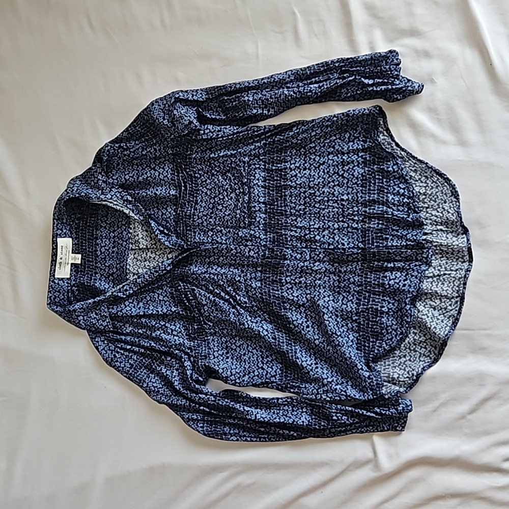 ANTHROPOLOGIE CLOTH & STONE BOHO FLOWY BLUE DOTTED BLOUSE - Size SP